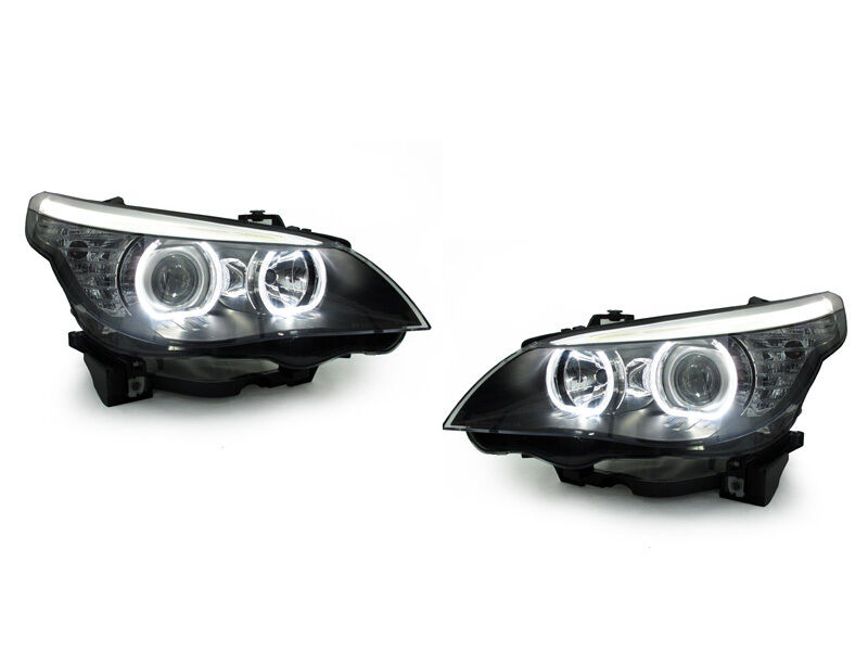 DEPO V3 LED U Ring White Angel Halo Headlight For 2004-10 BMW E60/E61 5 Series