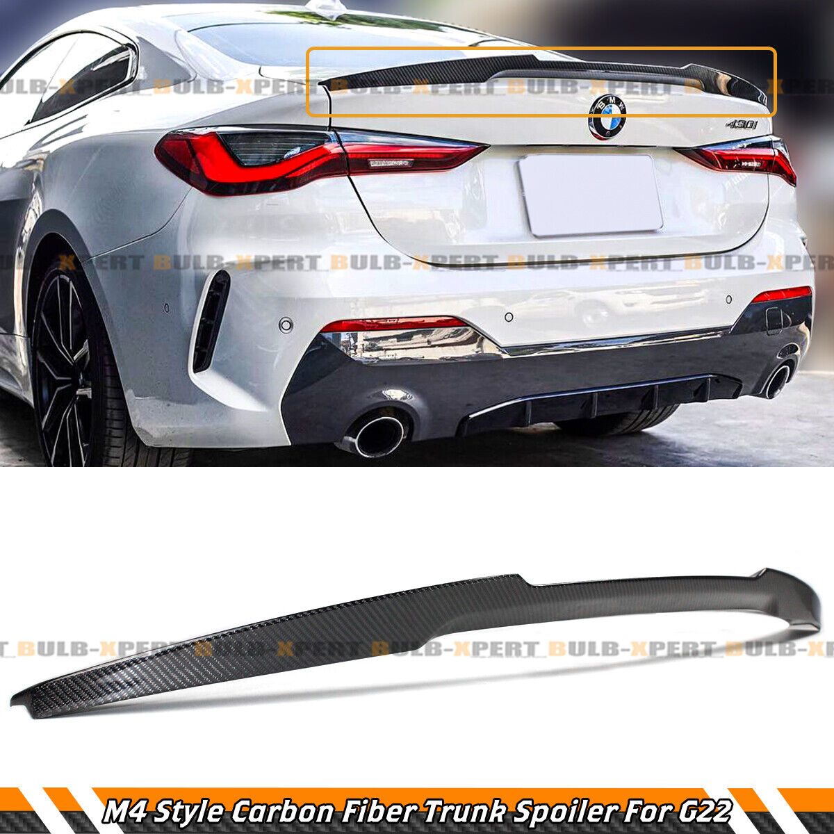 FOR 21-24 BMW G22 4 SERIES 430i G82 M4 CARBON FIBER TRUNK SPOILER WING-M4 STYLE
