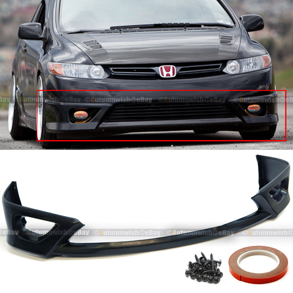 Fit 06-08 Civic 2Dr Coupe HF-P Style Unpainted Front Bumper Lip Body Kit Add On
