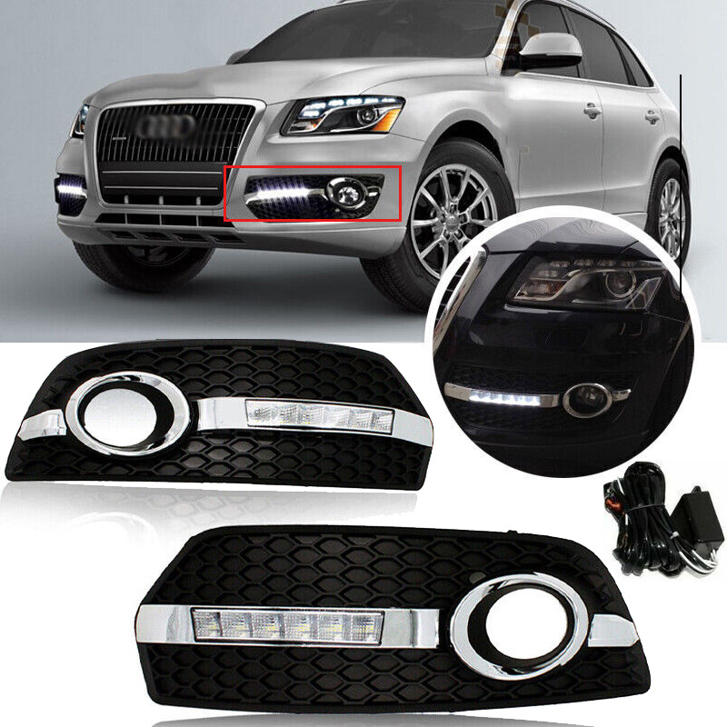 Fit Audi Q5 2009-2011 2012 LED Driving Fog Lights Daytime Running Lights&Switch