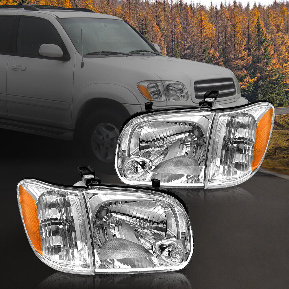 For 2005-2006 Toyota Tundra 2005-2007 Sequoia Chrome Headlights+Corner Lamp Pair
