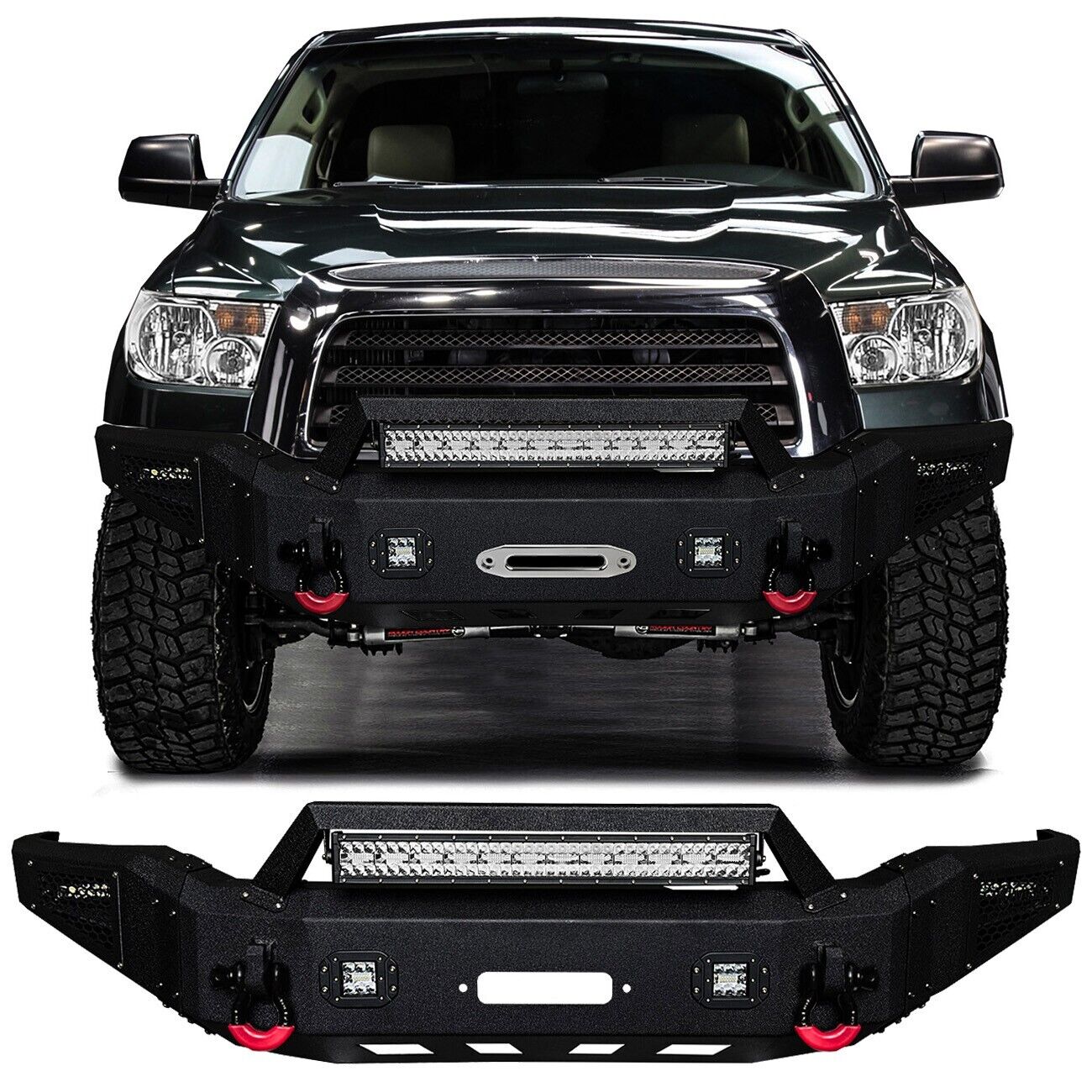 Vijay For 2007-2013 Tundra New Front Bumper w/ Winch Plate and LED Lights