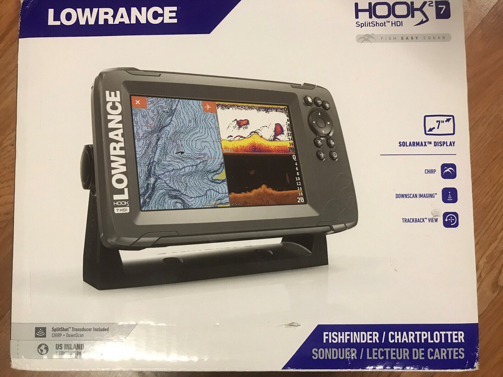 Lowrance Hook 2 Splitshot 7 HDI Inland 000-14289-001 - Complete Setup