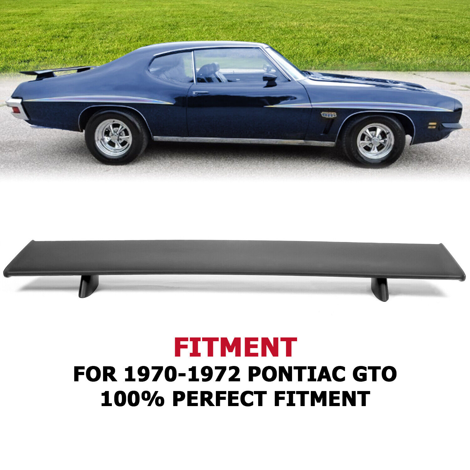 For 1970 1971 1972 Pontiac GTO Rear Trunk Spoiler Wing Lip Black Factory Style