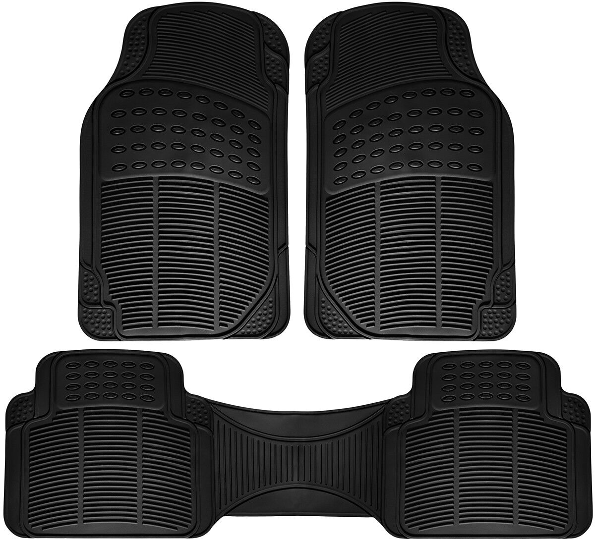 Car Floor Mats for Toyota Camry 3pc Set All Weather Rubber Semi Custom Fit Black