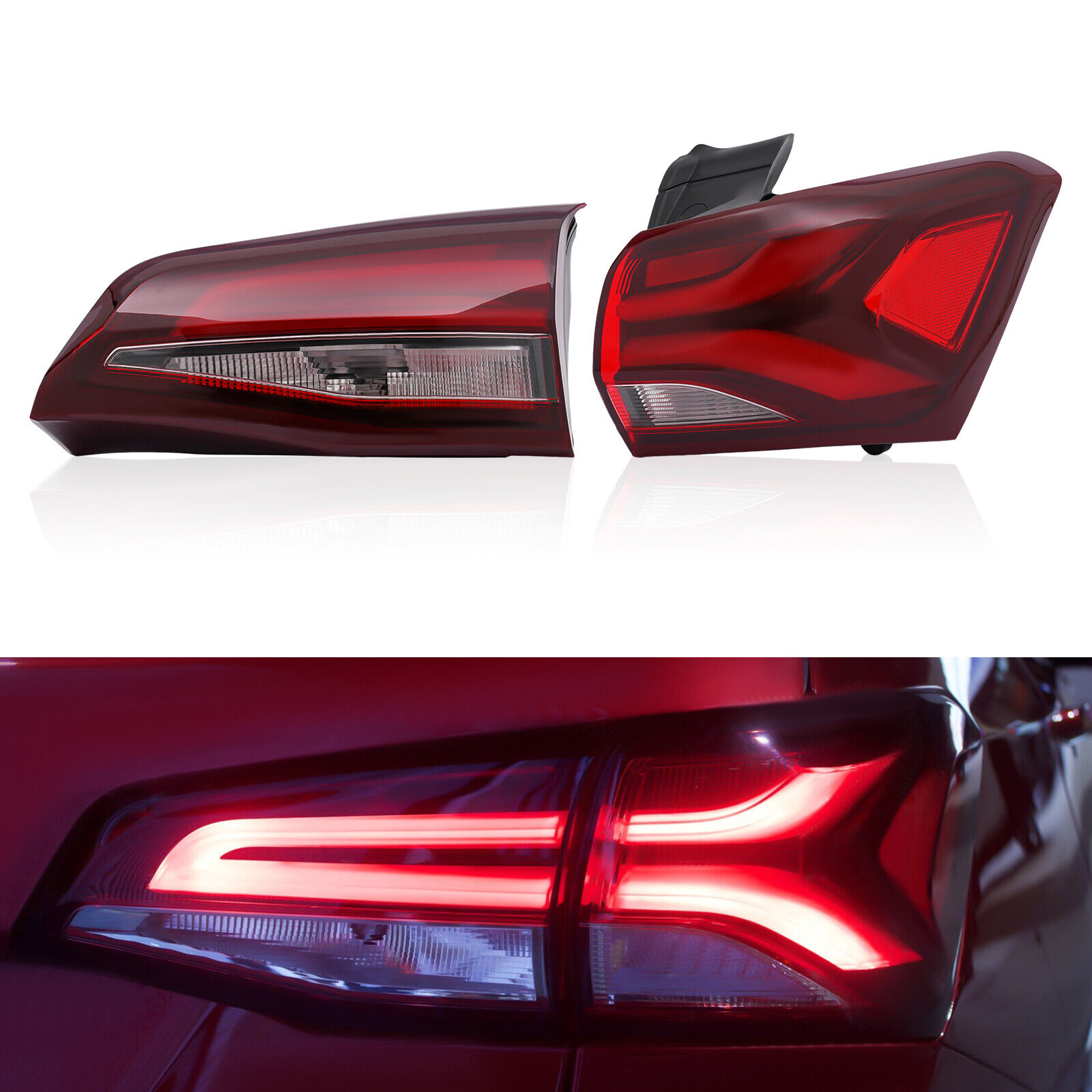  Inner + Outer For 2022-2023 Chevrolet Equinox Right Tail Lights Rear Stop Lamps