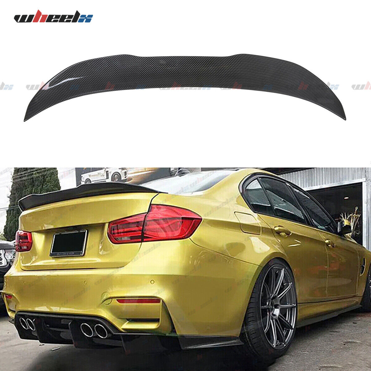 For 12-18 BMW F30 & F80 M3 Carbon Fiber Look PSM Style Rear Trunk Spoiler Lip