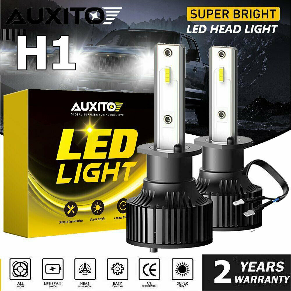 AUXITO H1 LED Headlight Bulbs Kit High Low Beam Bright Xenon White 6000K 24000LM