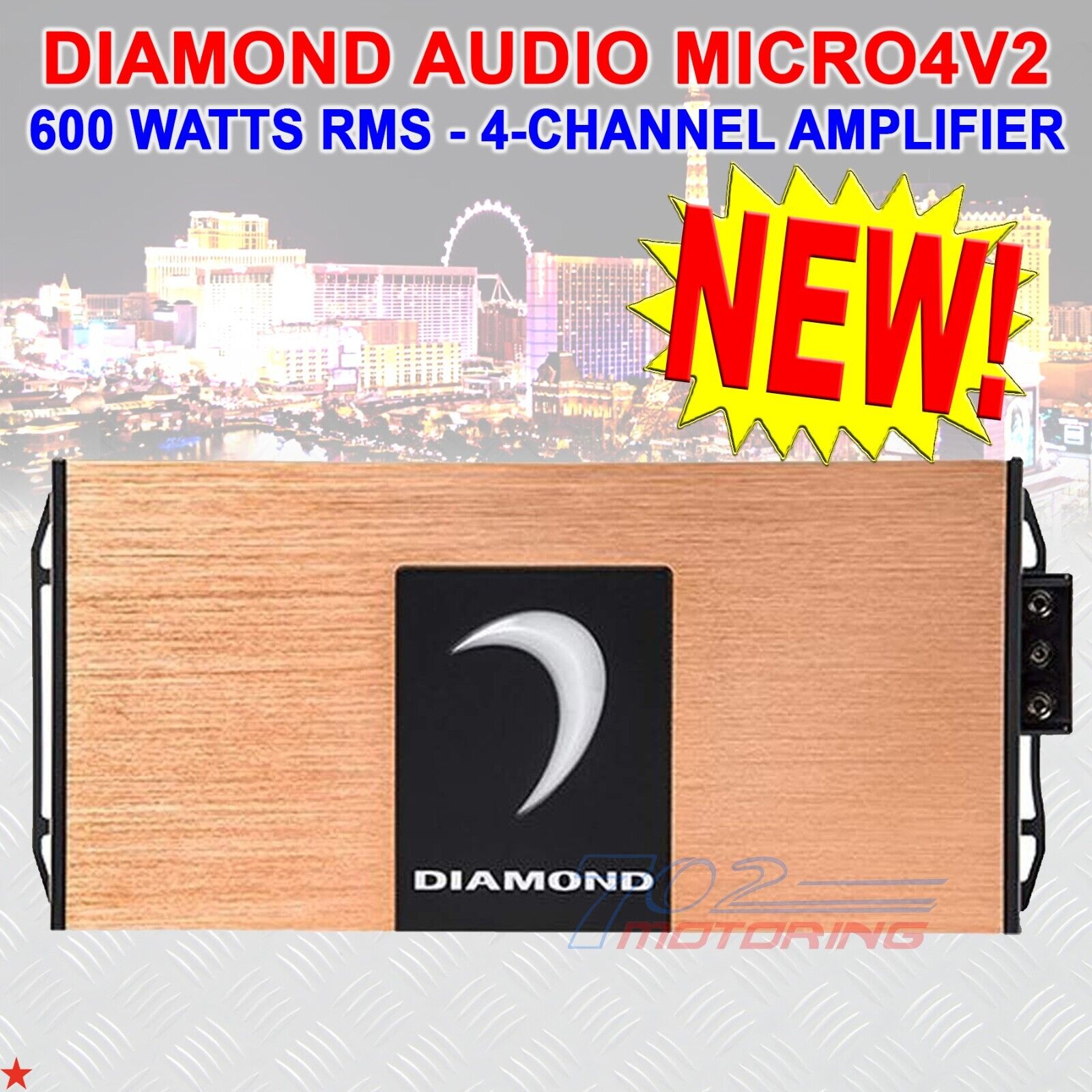 DIAMOND AUDIO MICRO4V2 4-CHANNEL 600 WATTS RMS CLASS D AMPLIFIER CAR AUDIO NEW