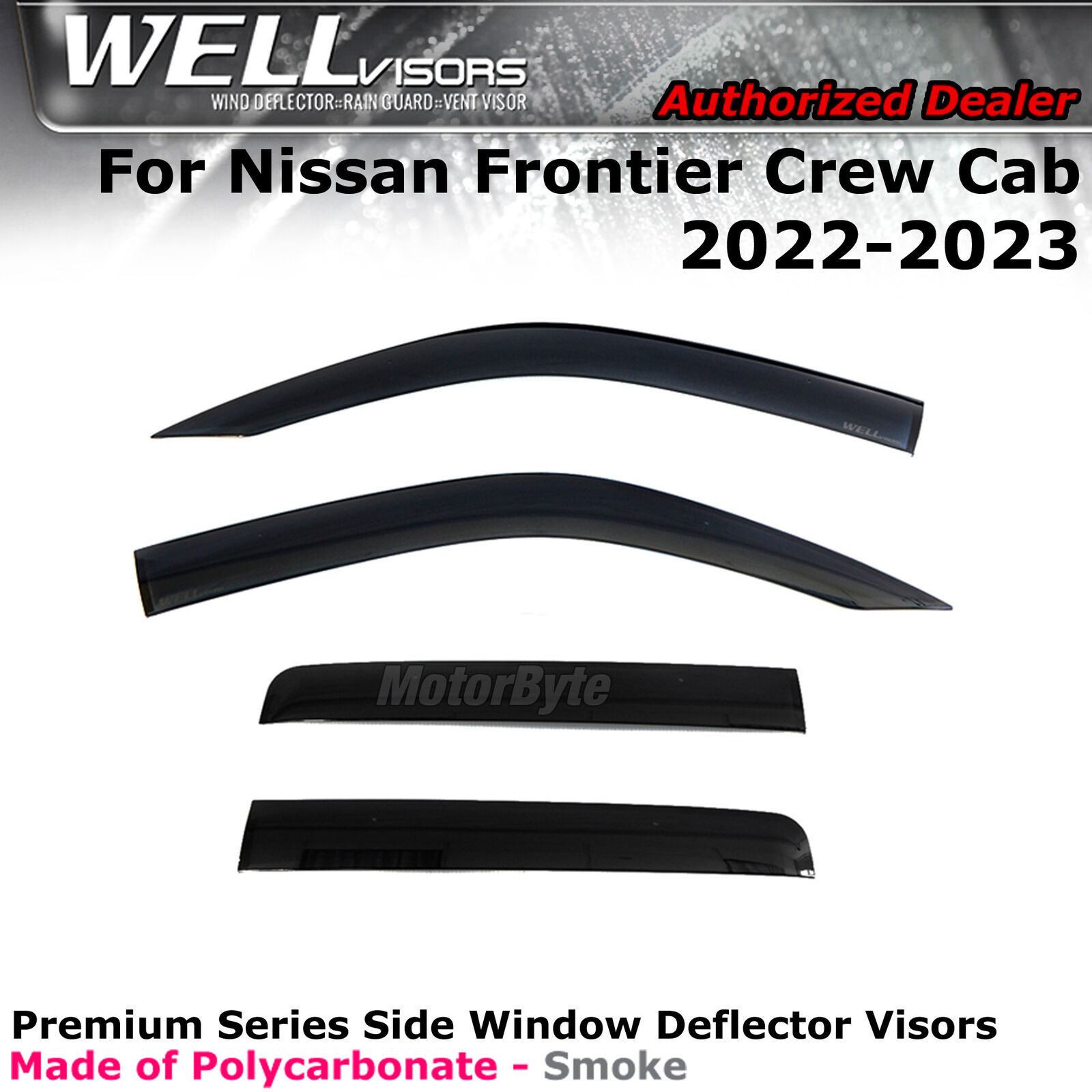 WELLvisors Premium Series For 22-24 Nissan Frontier Crew Cab Visors Smoke Tint