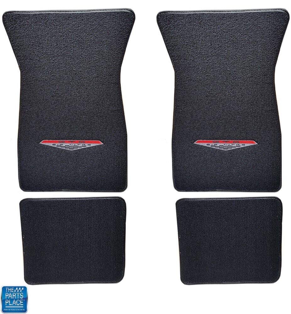 1966-68 Pontiac GTO Black Carpeted Floor Mats Set - New Embroidered 