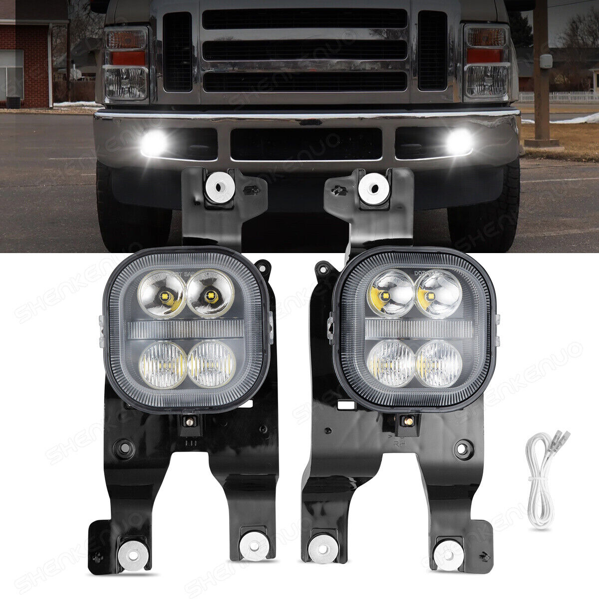 For 2008-10 Ford F-250 F-350 F-450 Pair Left Right LED Fog Lights DRL Super Duty