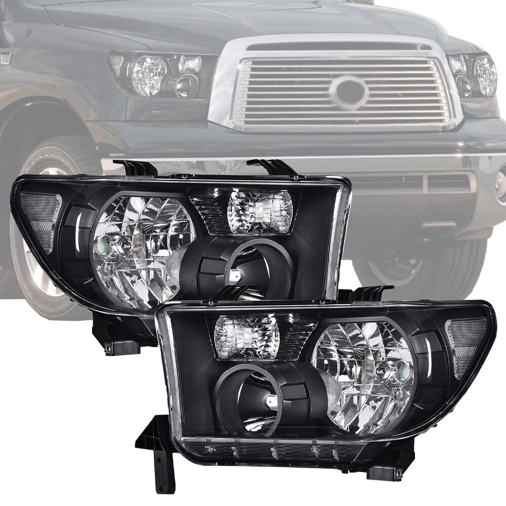 Fit For 07-13 Toyota Tundra 08-17 Sequoia Clear Corner Black Housing Headlights