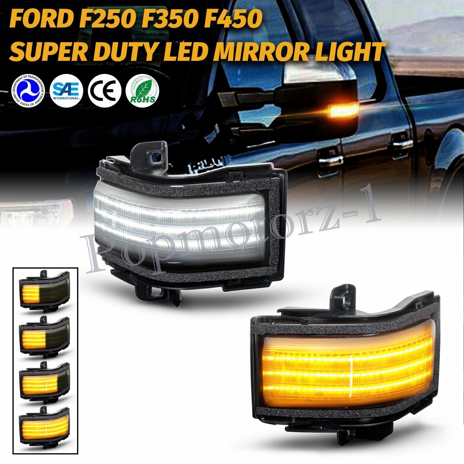 Switchback LED Turn Mirror Light Lamp Set For Ford  SuperDuty F250 350 450 550