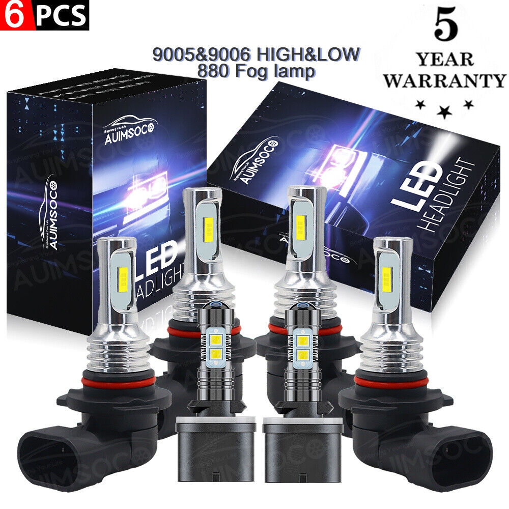 For Chevy Trailblazer 2002-2009 6pc 6000K LED Headlights 880 Fog Bulbs Combo Kit