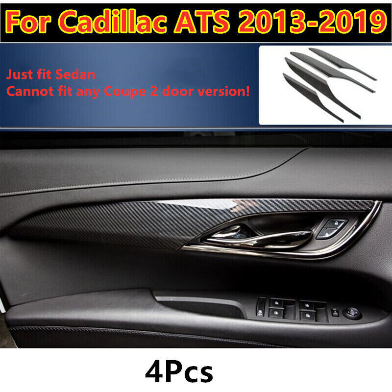4X Carbon Fiber Interior Door Panel Cover Trim For Cadillac ATS 2013-2019 Sedan