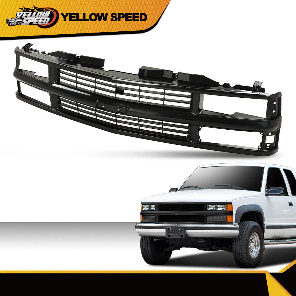 Full Black Grille Fit For 94-98 Chevy C/K 1500 2500 3500 Composite Pickup Truck