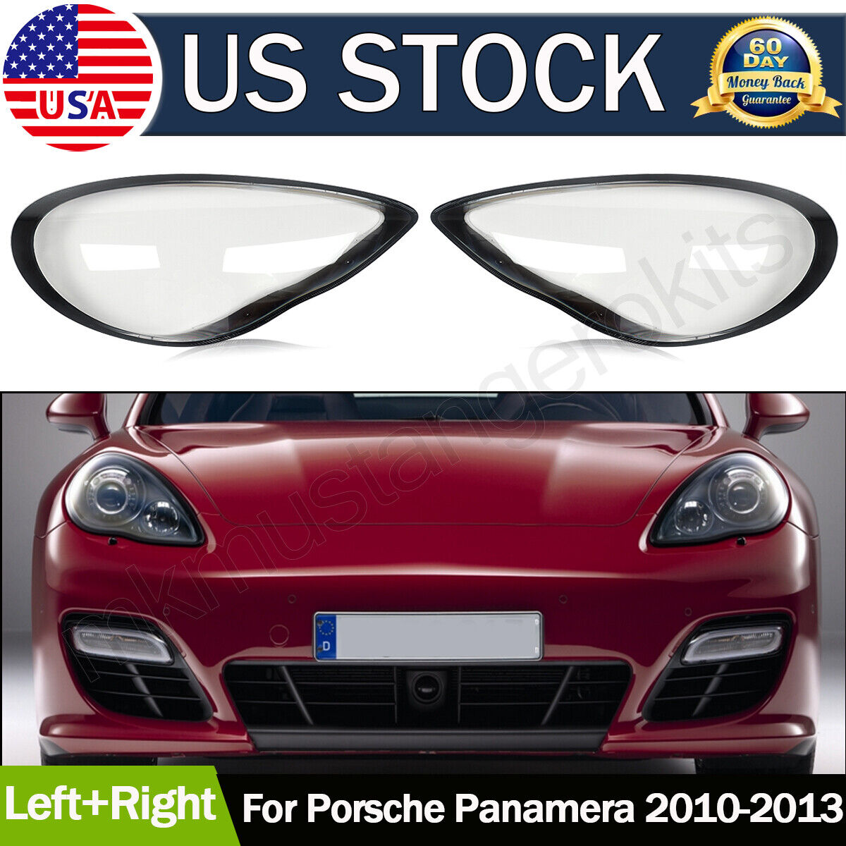 Pair For Porsche Panamera 970 10-13 Headlight Lens Cover Replacement Transparent