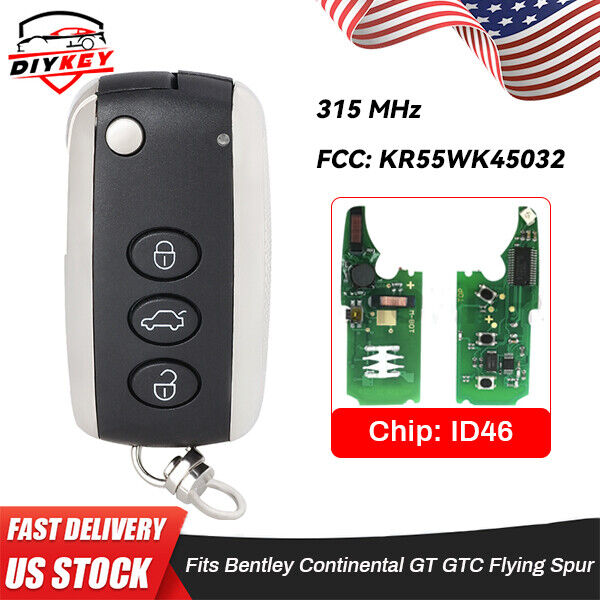 Keyless Smart Remote Key Fob 315MHz for Bentley Continental GT GTC Flying Spur