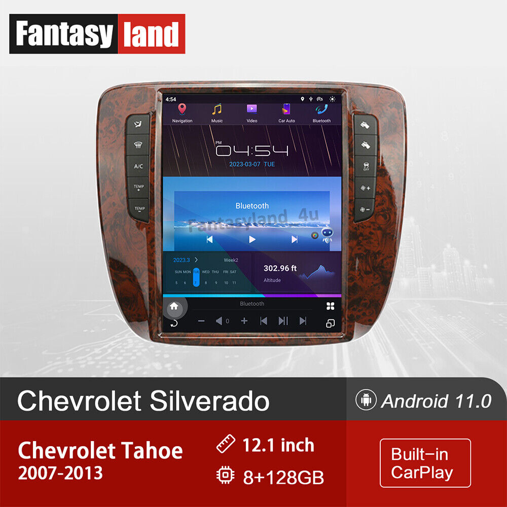 Android 11 Smart Radio Tesla Big Screen GPS Stereo For Chevrolet Tahoe 2007-2013