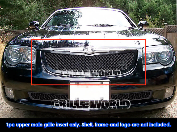 Fits 2004-2008 Chrysler Crossfire Main Upper Stainless Black Mesh Grille Insert
