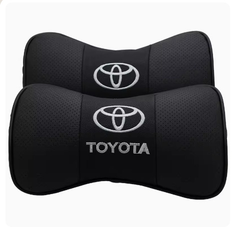 2Pcs Real Leather Car Seat Neck Cushion Pillow Car Headrest For Toyota Car