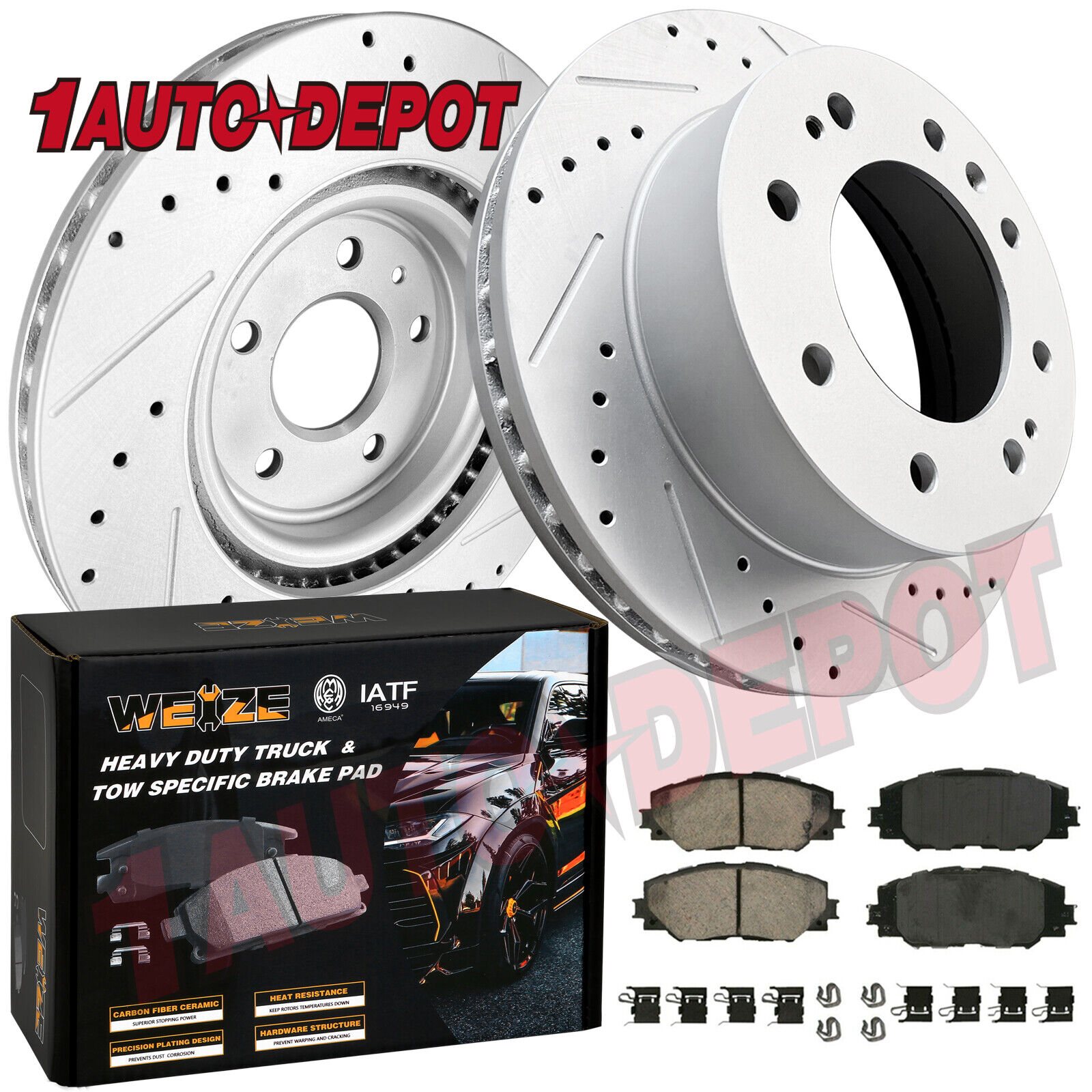 Front Drilled Brake Rotors+Pads for Chevy Silverado GMC Sierra 2500 3500 11-19