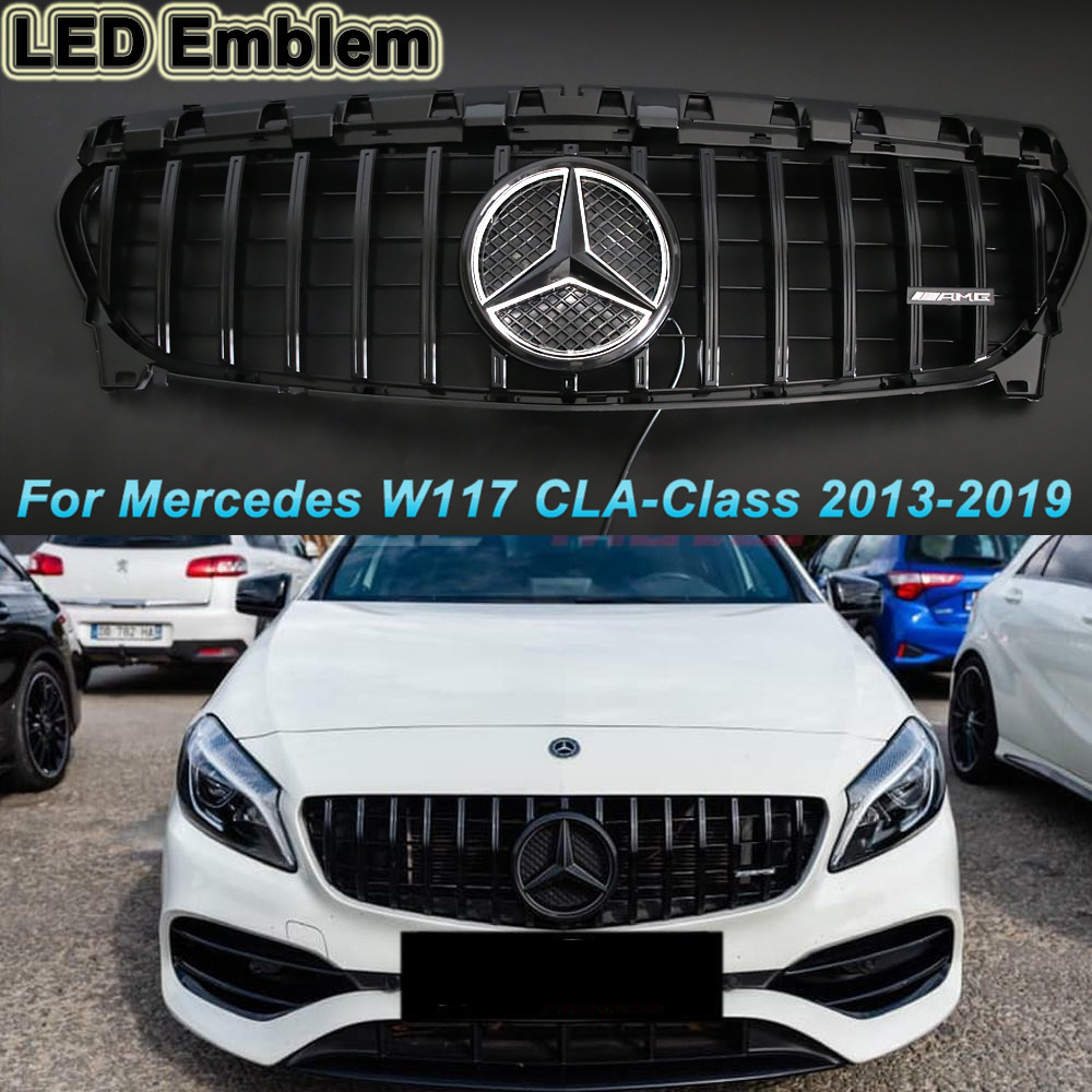 GT R Grillel w/LED Emblem For 2013-2019 Mercedes Benz W117 CLA180 CLA250 CLA200