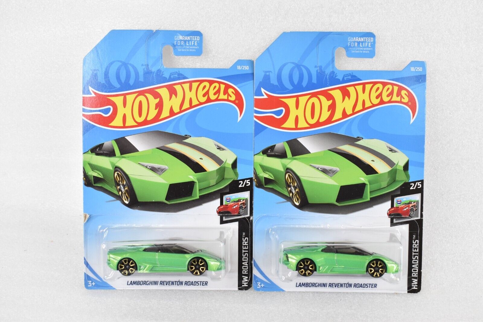 2x Hot Wheels Roadsters 2/5 Lamborghini Reventon Roadsters 18/250 Green PAIR 2