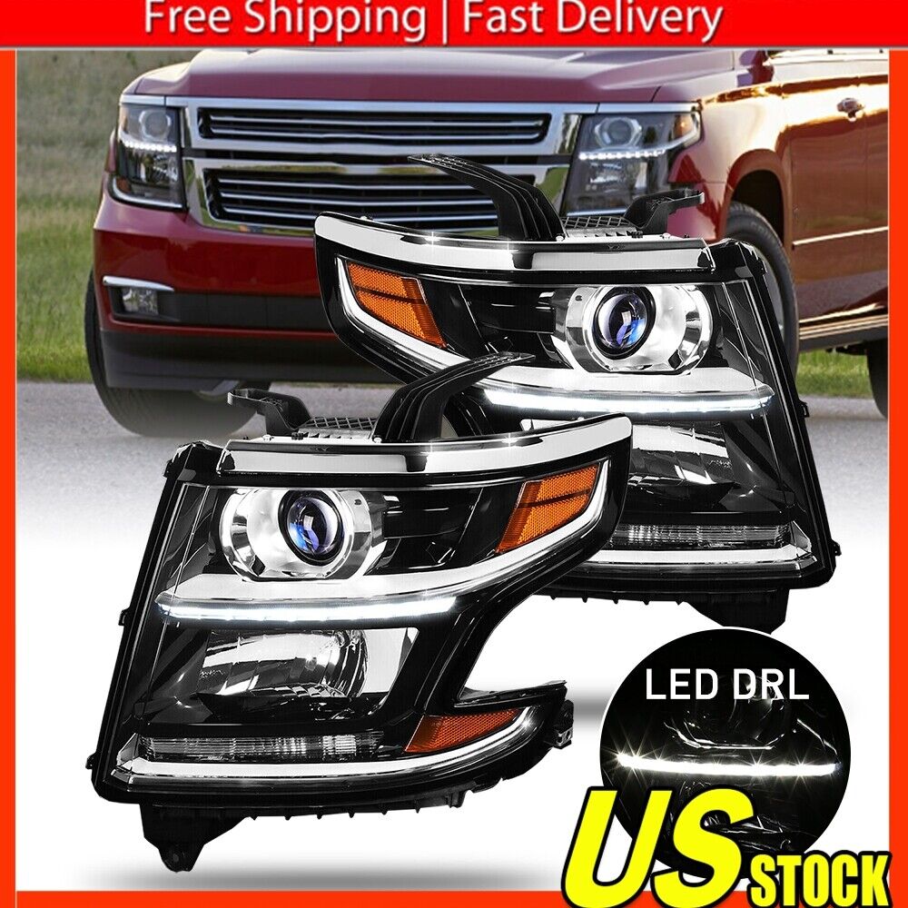For 2015-2020 Chevy Tahoe Suburban [Factory Style] LED DRL Headlights Headlamps