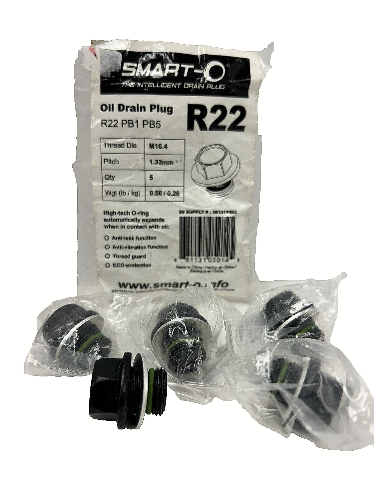 SMART-O R22 Oil Drain Plug M16.4 x 1.33 mm Lot of 5