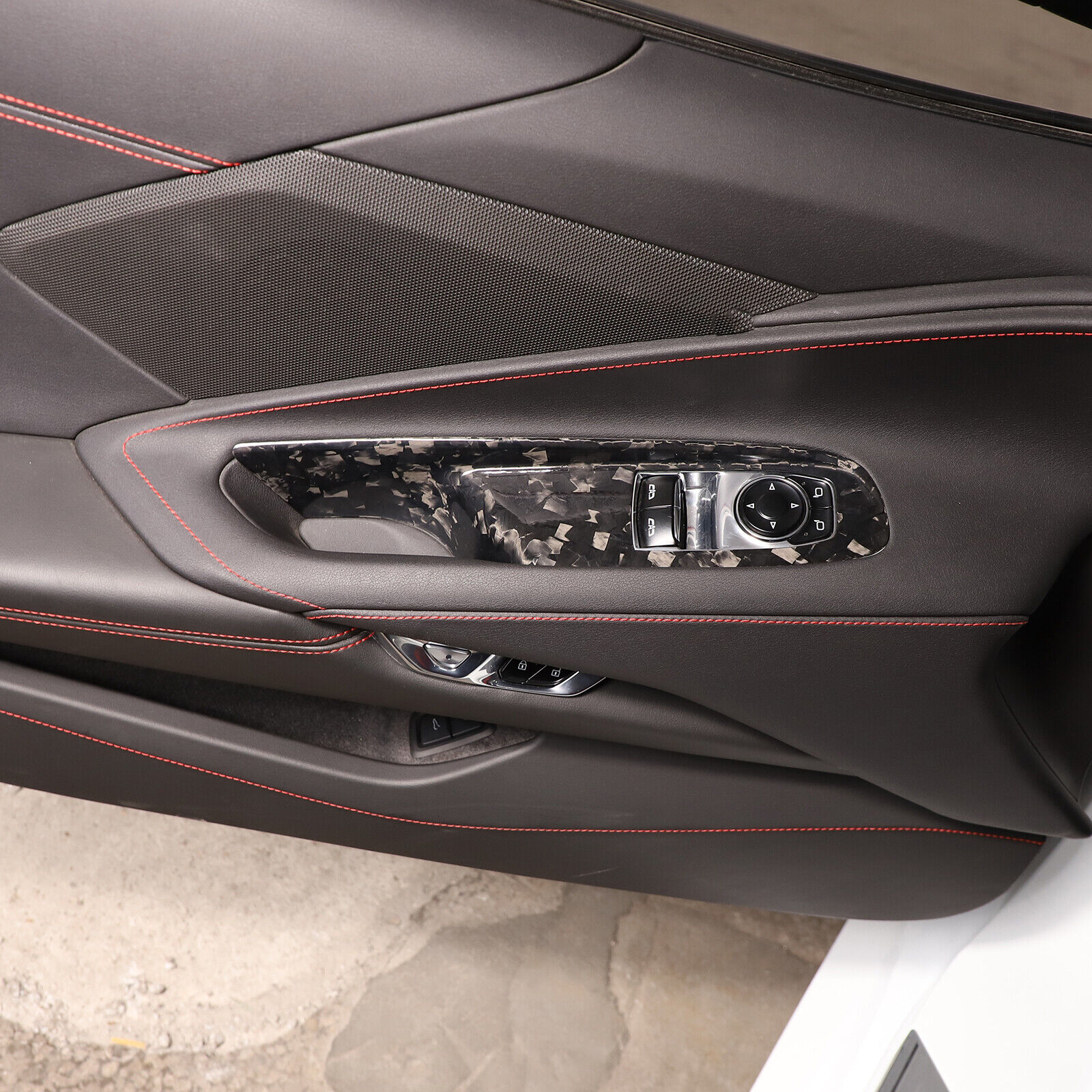 Forged Real Carbon Fiber Window Lift Button Trim Frame For Corvette C8 2020-2023