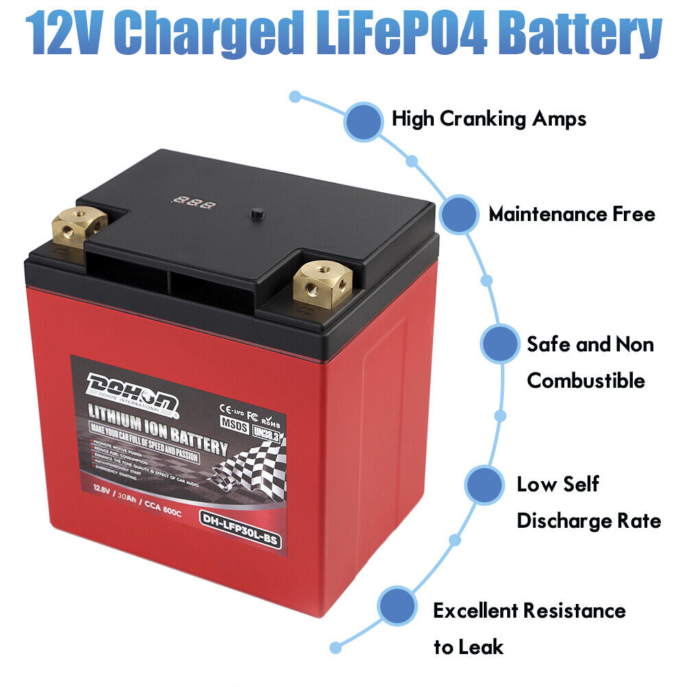 30L-BS 12V 30Ah Lithium Iron Phosphate Battery LiFePO4 Motorcycle Battery 800CCA