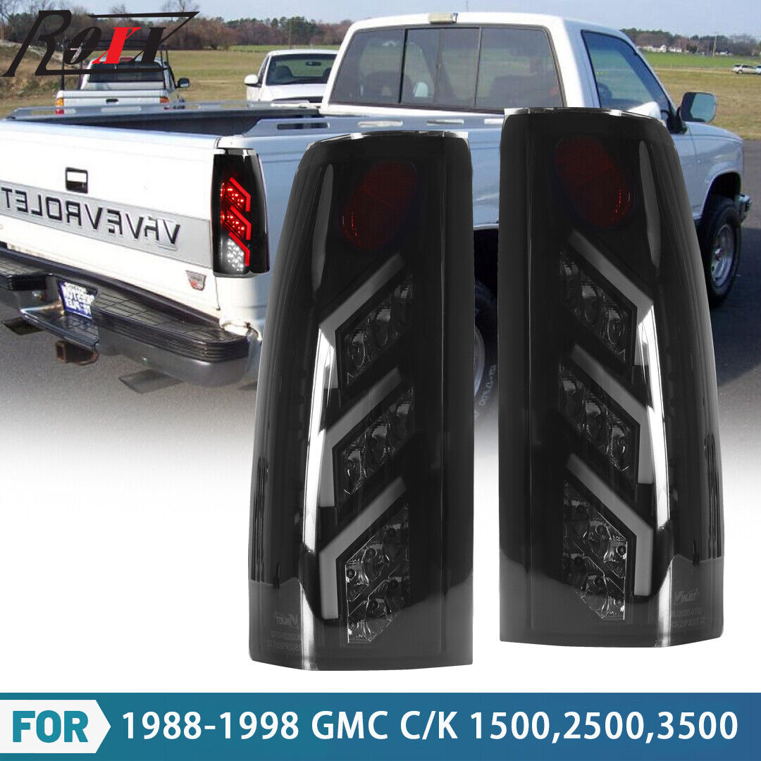 For 88-98 Chevy GMC C/K 1500 2500 3500 LED Brake Tail Lights Lamps Black Smoke