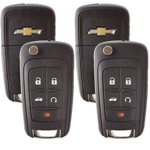 Set Of 2 Chevrolet Flip Remote Key 2010-2017 5 Buttons Chevy LOGO USA Seller A++