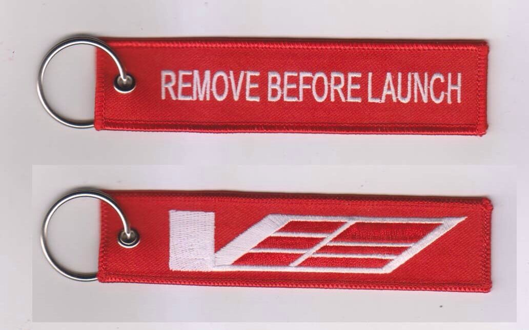 Cadillac CTS-V ATS-V V Sport Keychain Remote Fob REMOVE BEFORE LAUNCH 2 Side RED