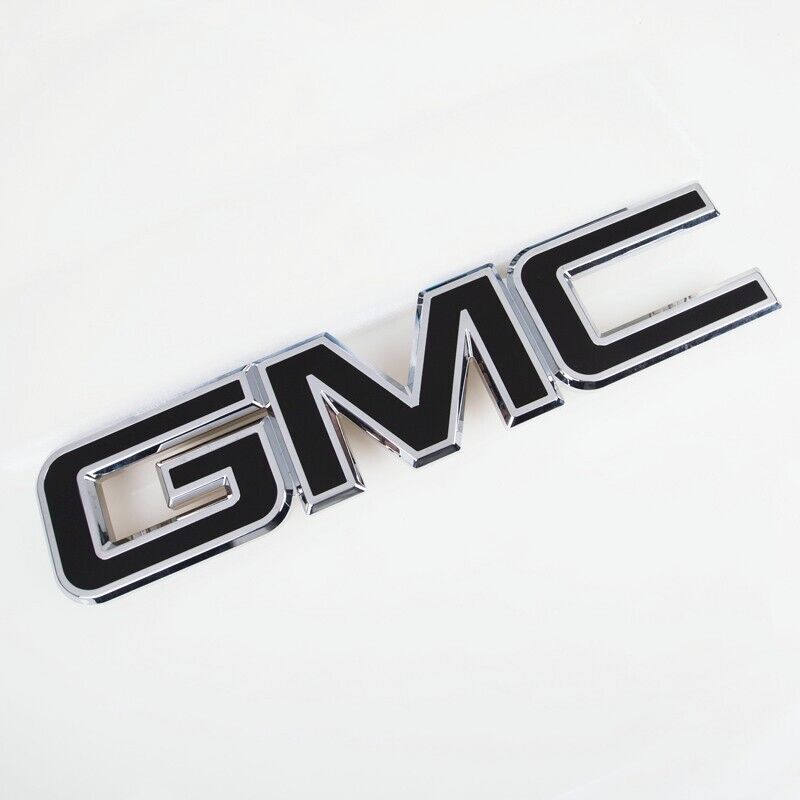 15-19 GMC Sierra Front Grille Letter Logo Emblem Adhesive Nameplate Chrome Black