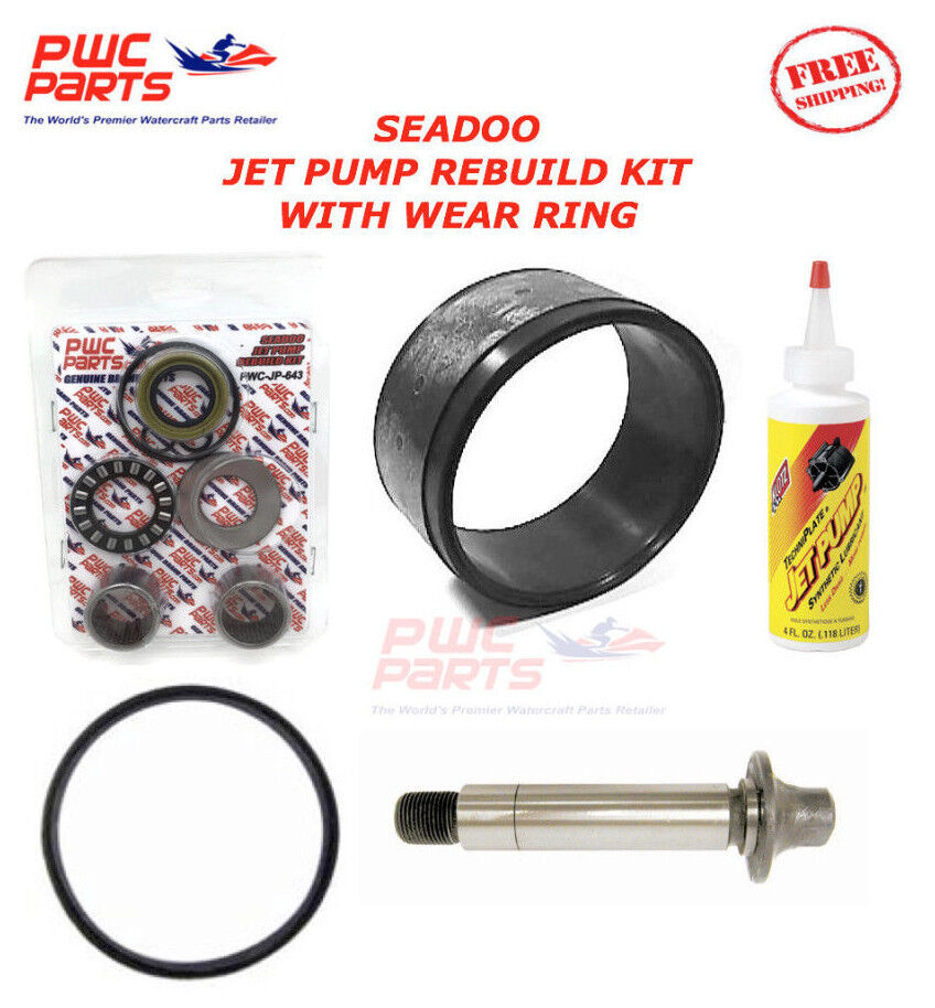 SEADOO Jet Pump Rebuild Kit Wear Ring Impeller Shaft Seal Oil 1996-2000 GTI