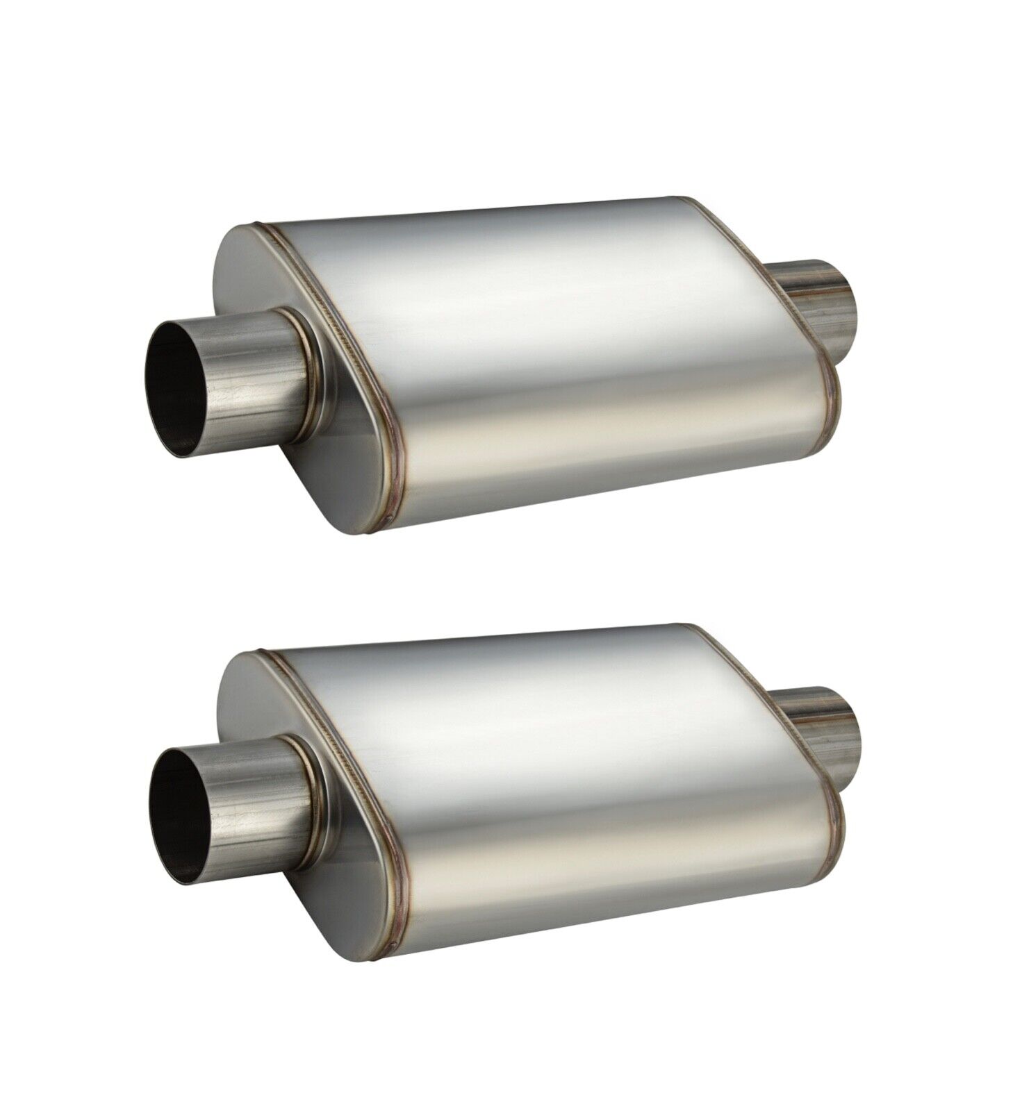A Pair of Universal Muffler, 2.5in inlet/outlet Center,Straight-Through Exhaust
