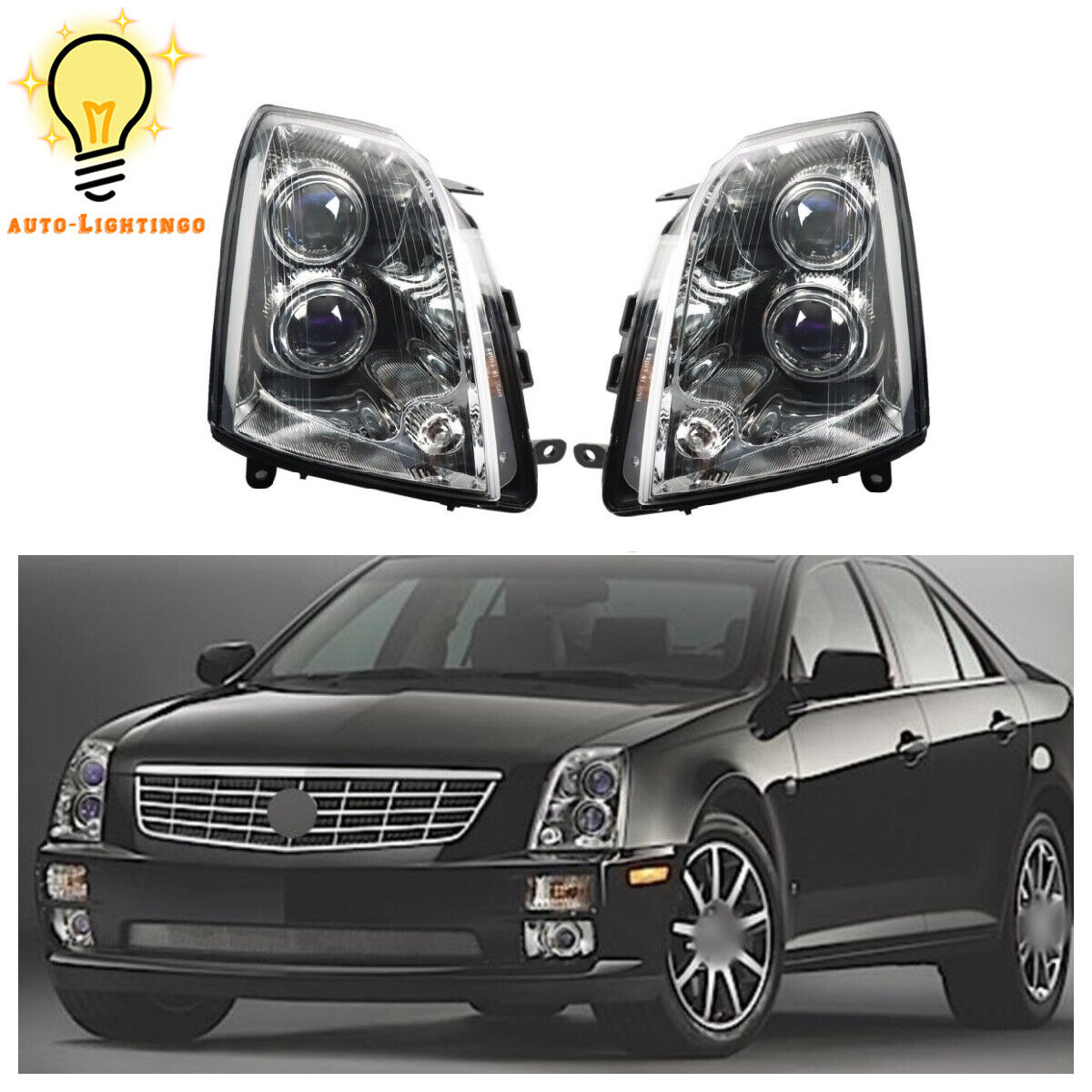 Right&Left Side For 2005 2006 2007 2008 2009 2010 2011 Cadillac STS Headlights