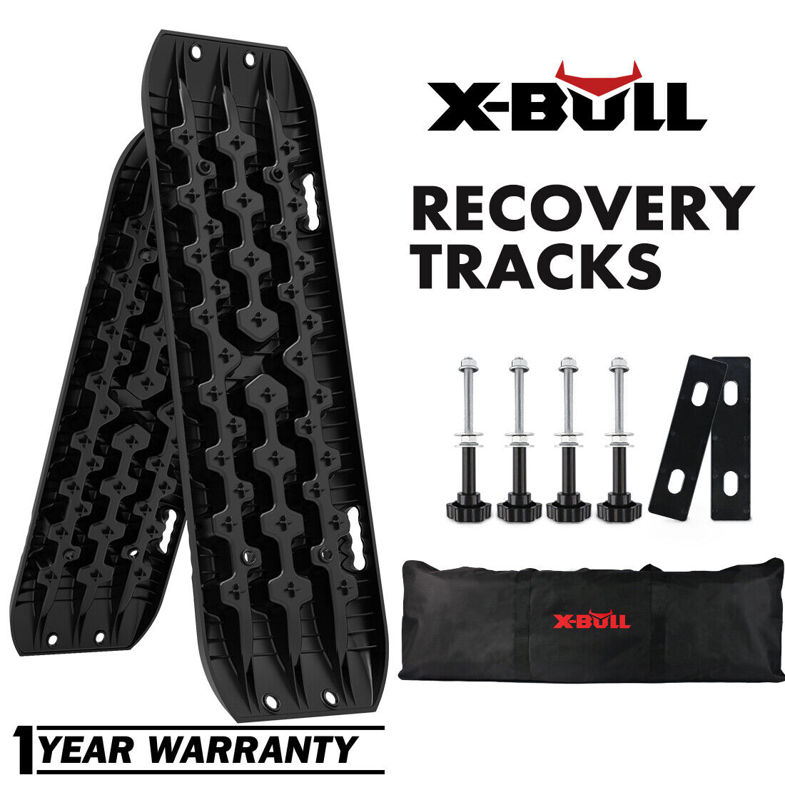 X-BULL GEN3.0 Recovery Tracks Sand Traction 2PCS Snow Mud Tire Ladder Black