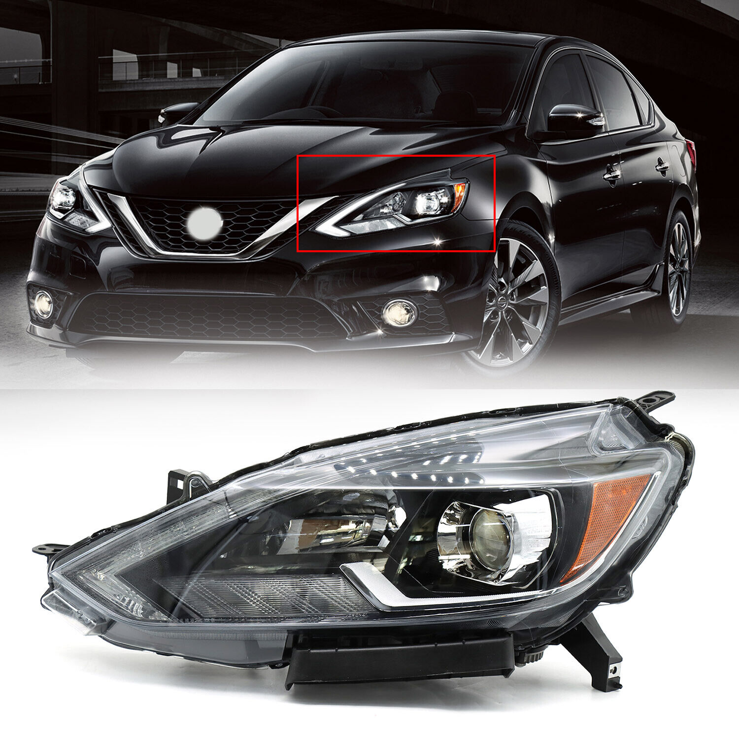 For 2016-2019 Nissan Sentra LED Headlight Left Driver Side
