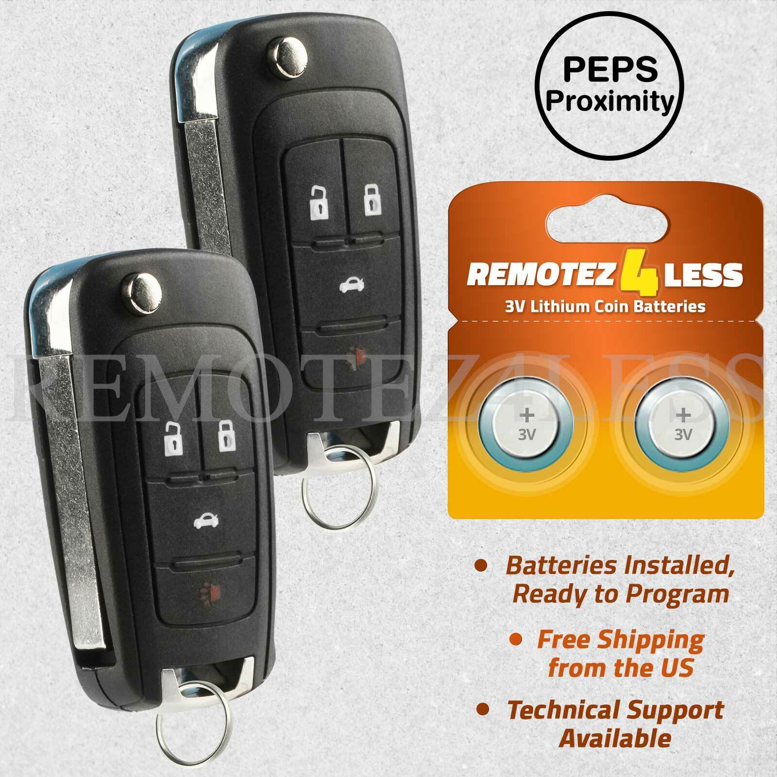 2 For 2014 2015 2016 2017 Chevrolet SS Replacement Remote Car Key Fob Flip PEPS