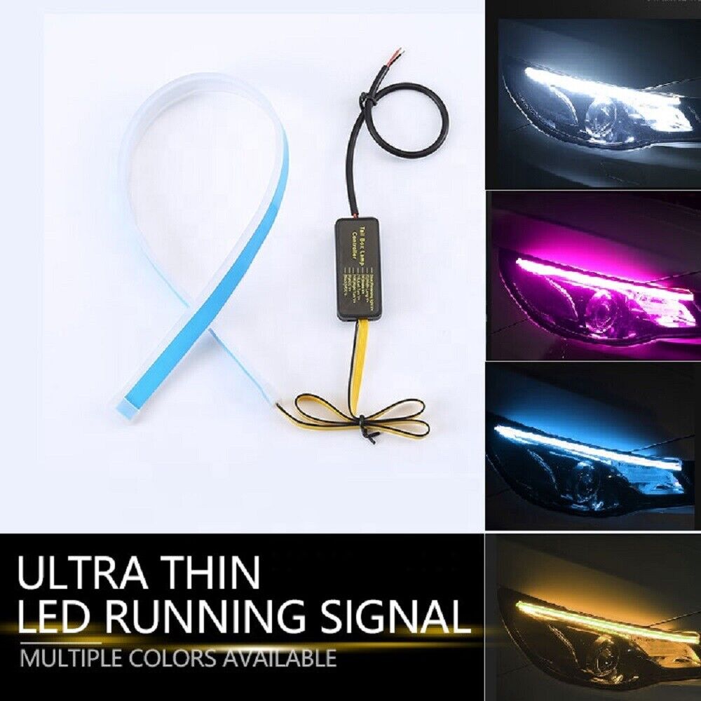 2x 60cm Switchback Headlight LED Strip DRL Daytime Light For Audi-Style Tube