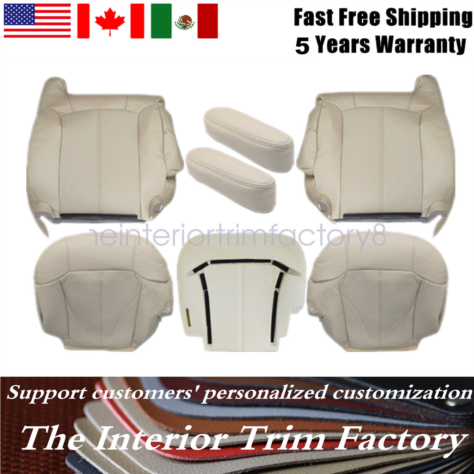 For 2002 Cadillac Escalade Front Leather Seat Cover & Foam Cushion Light Tan