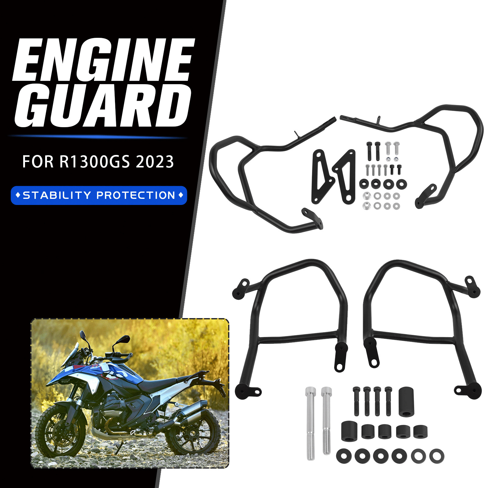 Lower+Upper Engine Guard Crash Bar Protector For BMW R1300GS R 1300GS 2023-2024