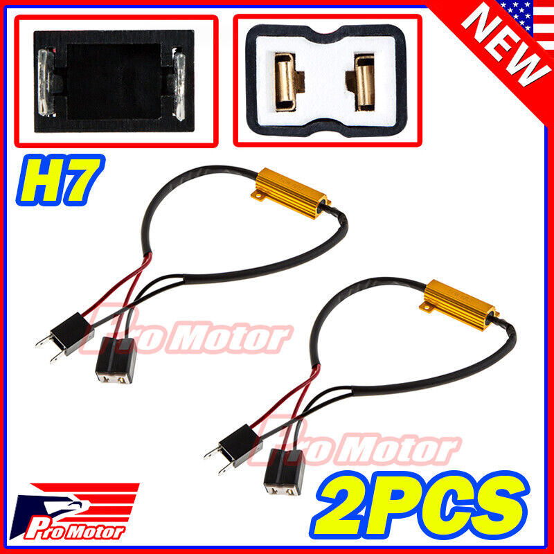 H7 Headlight Low Beam Bulb Wire LED Resistor Canceler Error Decoder Flicker P1