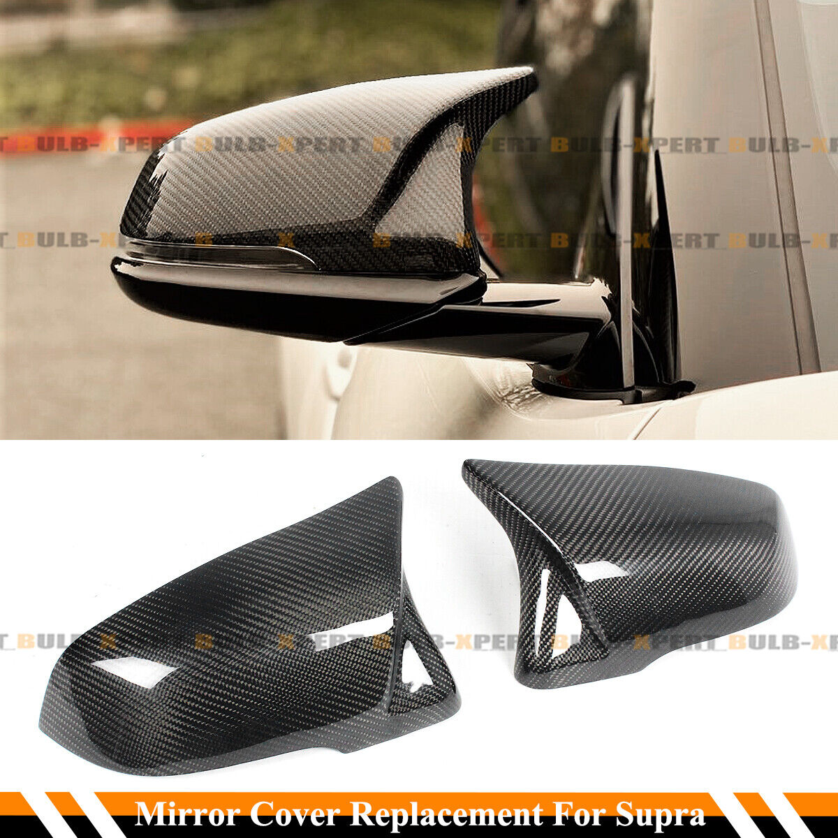 FOR 2020-24 TOYOTA SUPRA A90 M STYLE CARBON FIBER REPLACEMENT MIRROR COVERS CAPS