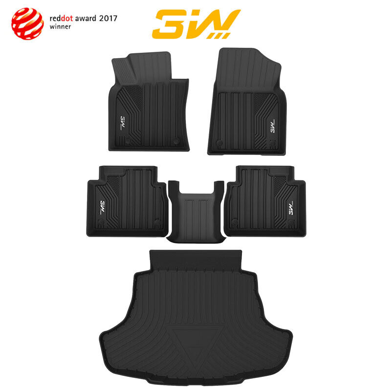3W Black Floor Mats Liner and Trunk Mat For 2018-24 Toyota Camry TPE All-Weather