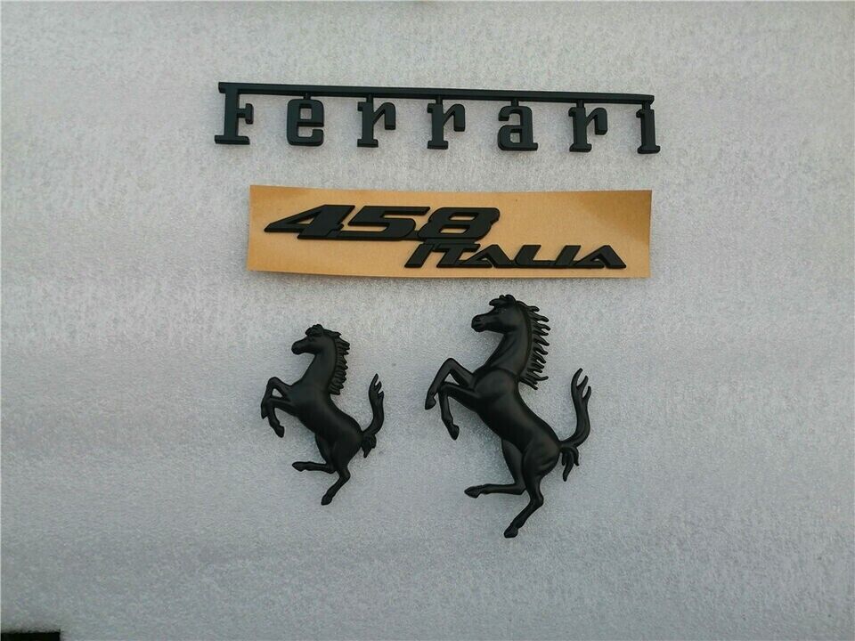 Ferrari 458 Italia Front & Rear Bumper Horse Badge Emblem Black Kit Brand New